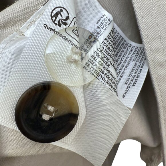 H&M Short Trench Coat XL Khaki Beige Cotton Womens Jacket Peacoat NWT - Picture 9 of 10